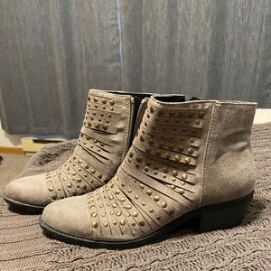 Grayish Brown Studded Booties